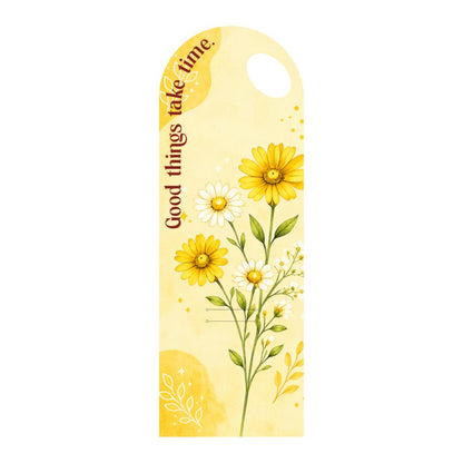 Yellow daisy floral bouquet card with handle, FC002, 5-piece pack