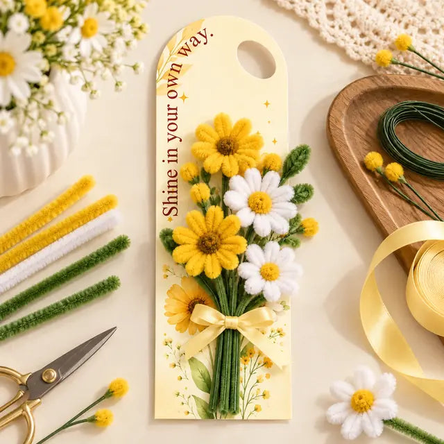 How to use FC003 bouquet card with yellow and white pipe-cleaner daisies