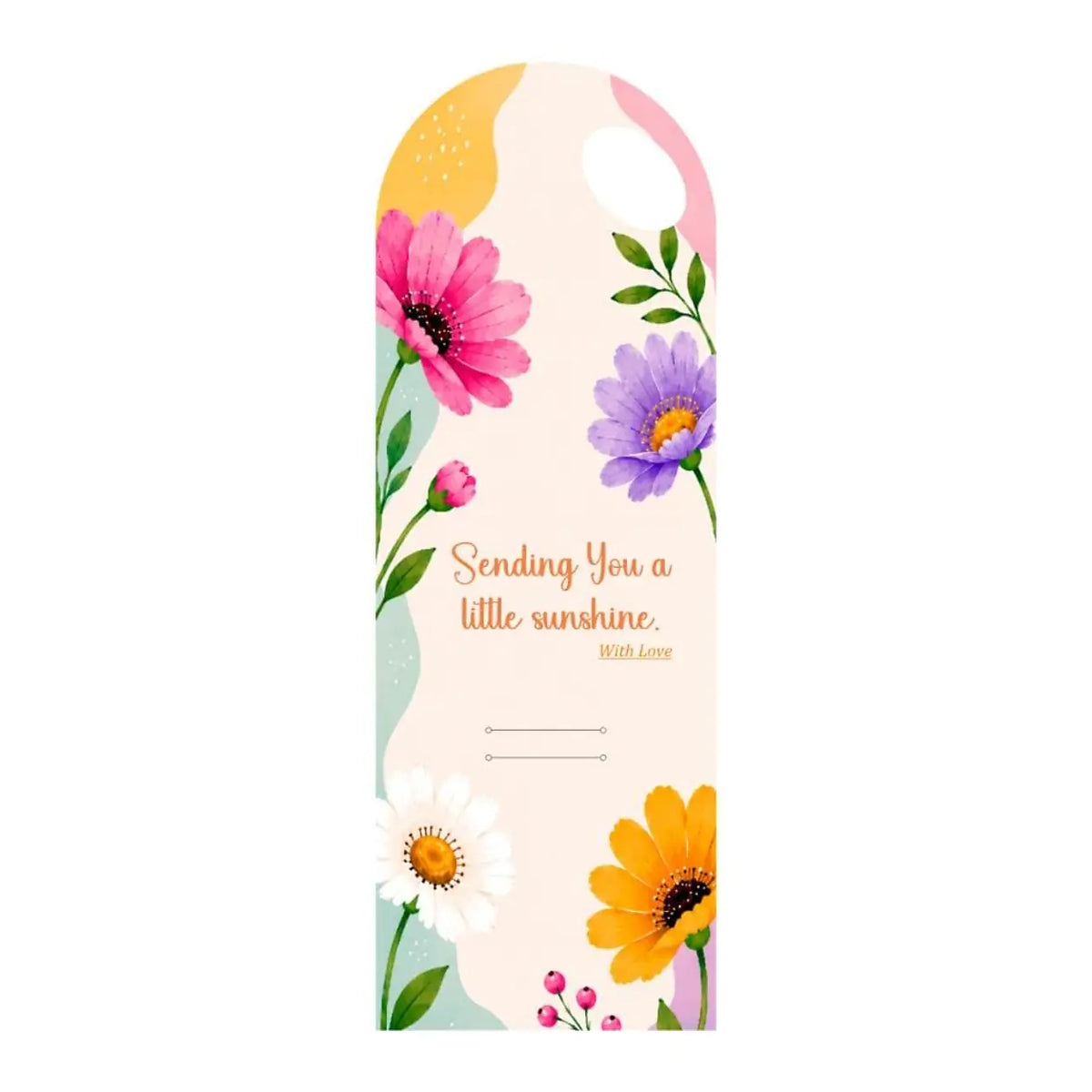 Multicolour floral bouquet card with handle, Sending You Sunshine, FC005, pack of 5