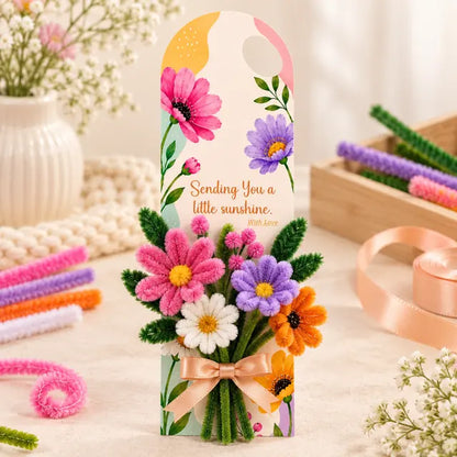 How to use FC005 bouquet card with multicolour pipe-cleaner flowers