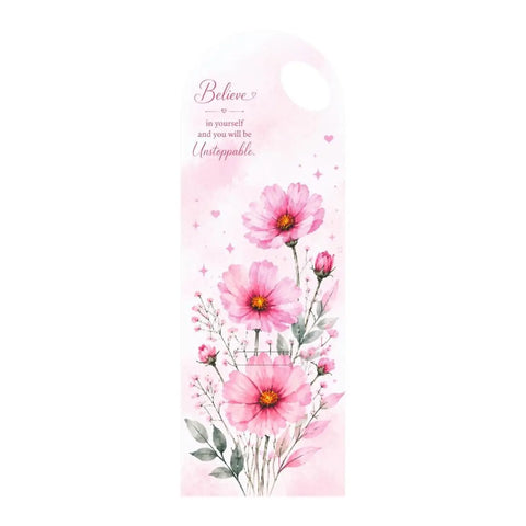 Pink watercolour floral bouquet card with handle, Believe in Yourself, FC009, pack of 5