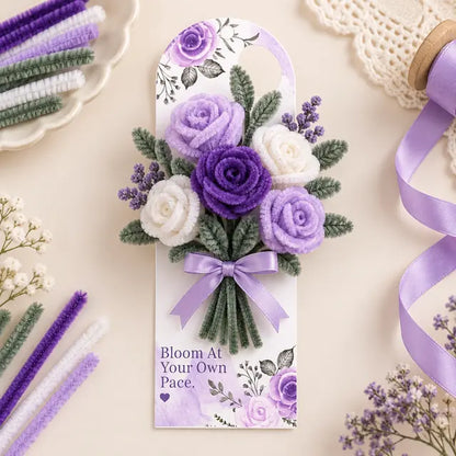 How to use FC010 bouquet card with purple pipe-cleaner roses