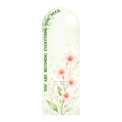 Pink blossom floral bouquet card with handle, You Are Becoming Everything You Need, FC012, pack of 5