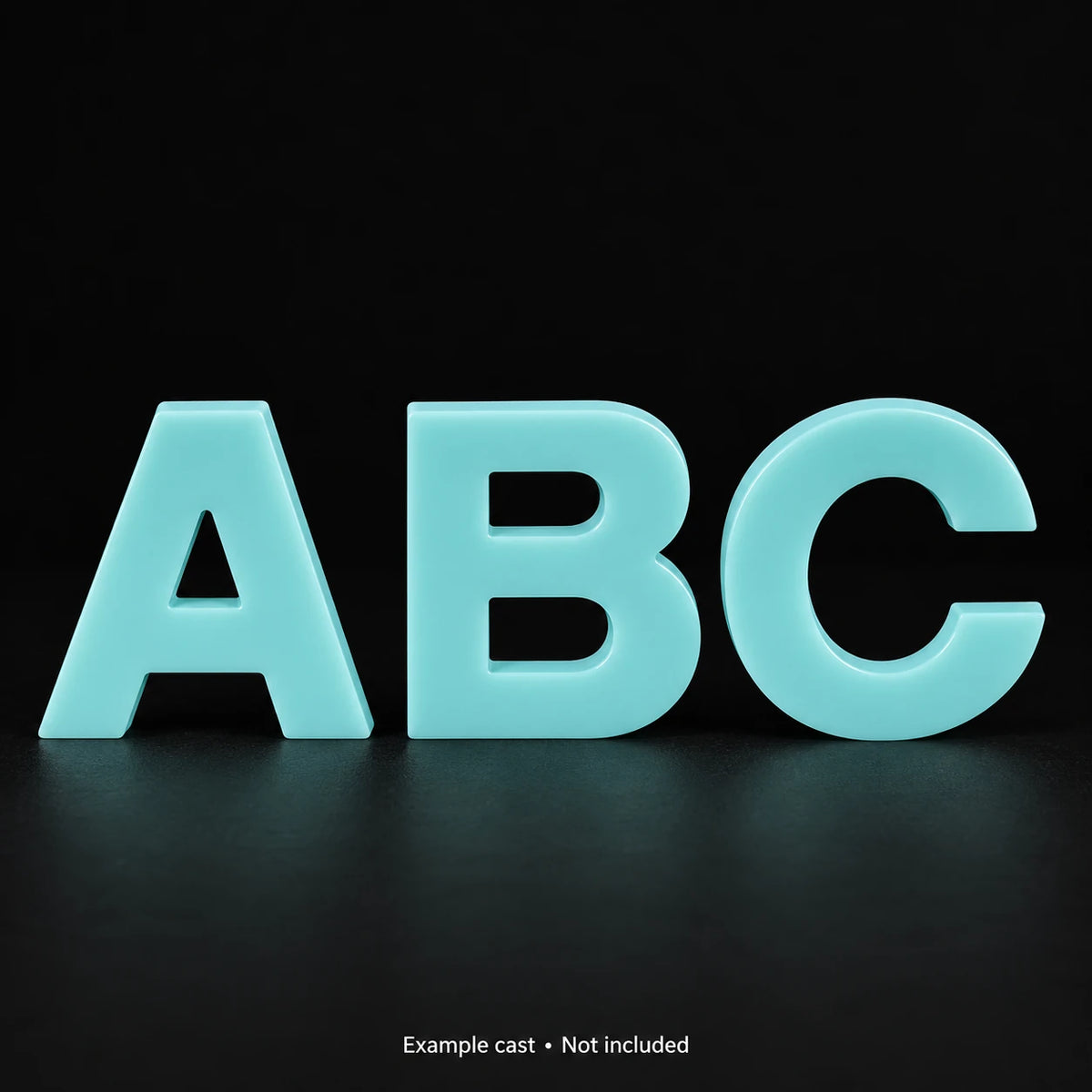 Example resin cast from Front Pouring Alphabet Resin Mould without Holes; not included