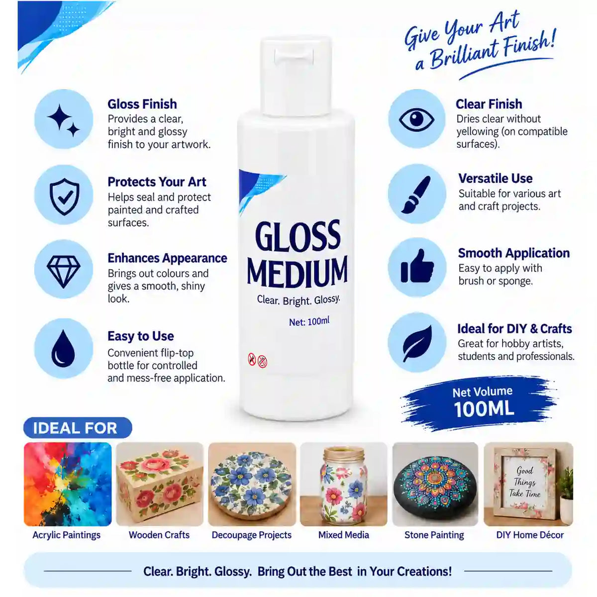 Gloss Medium for Acrylic Painting & Crafts – 100 ml – product details and uses