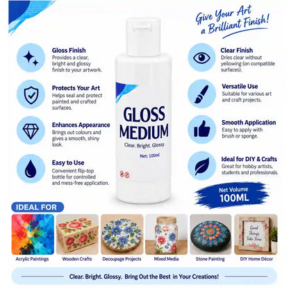 Gloss Medium for Acrylic Painting & Crafts – 100 ml – product details and uses
