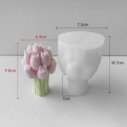 3D Tulip Bouquet Candle Handmade Mould