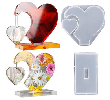 2 Pcs Heart Side Hanging Shaped Photo Frame Mould