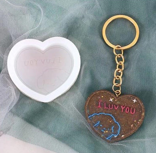 I Luv You Heart Shape Keychain