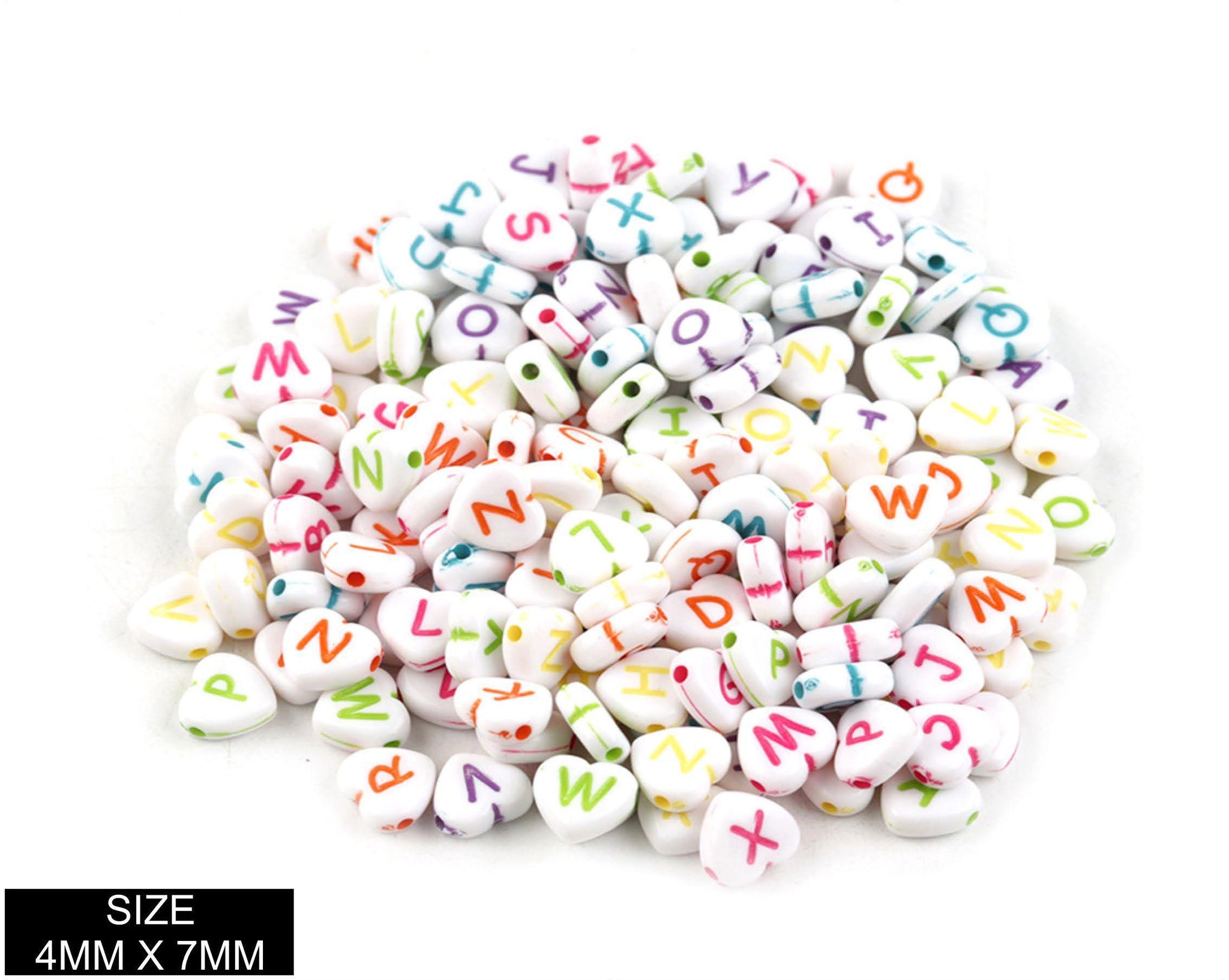 Heart ABCD Beads White + Colour