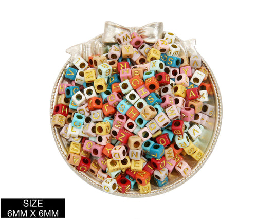 Square ABCD Beads Colour + Gold