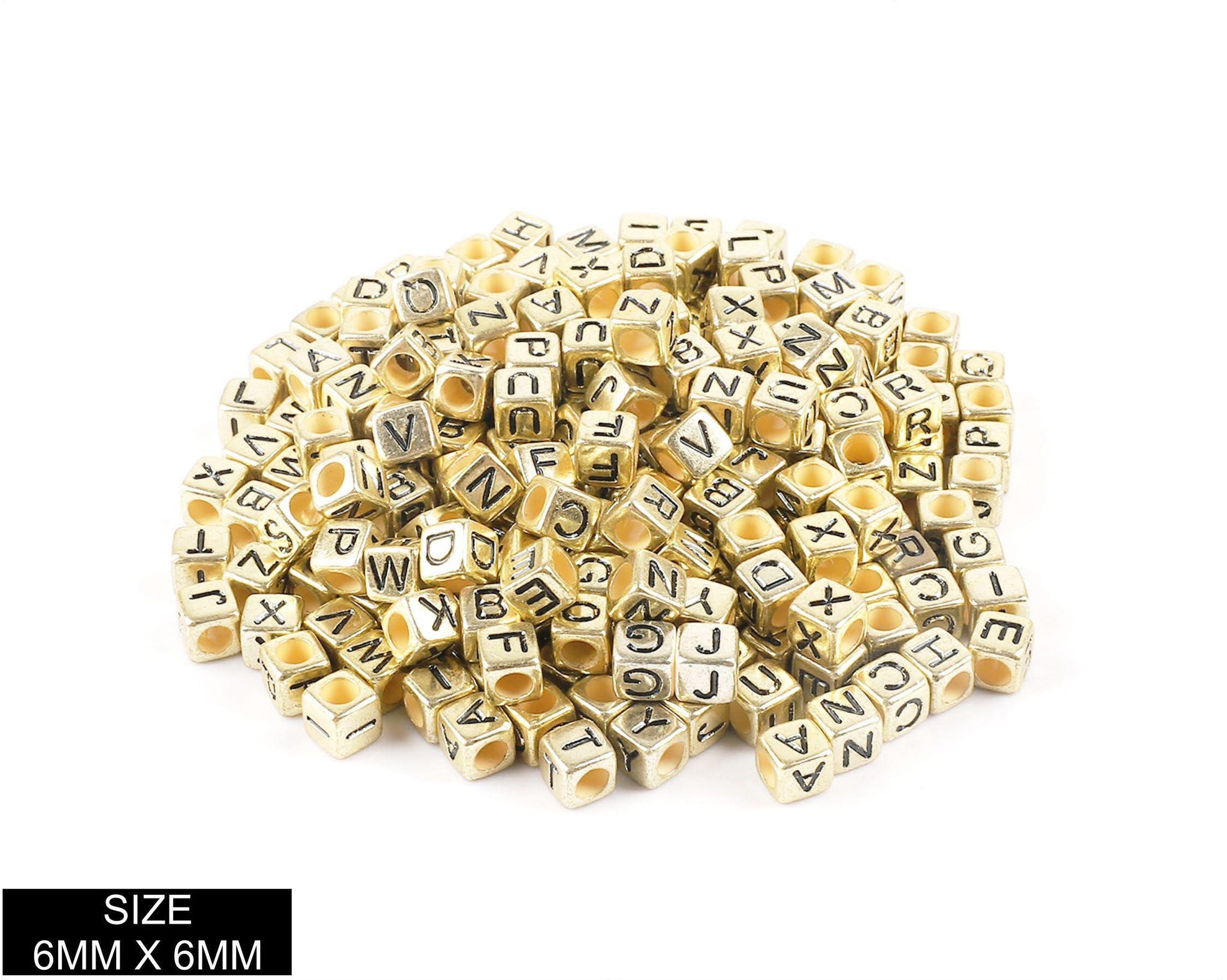 Square ABCD Beads Gold + Black