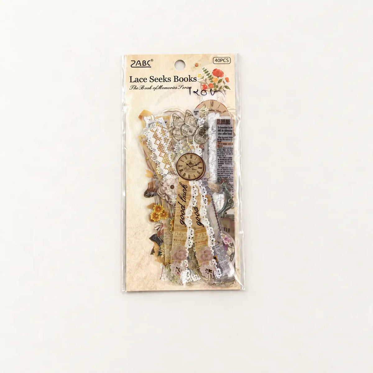 Vintage Lace & Clock Collage Embellishment Pack