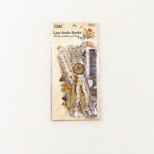 Vintage Lace & Clock Collage Embellishment Pack
