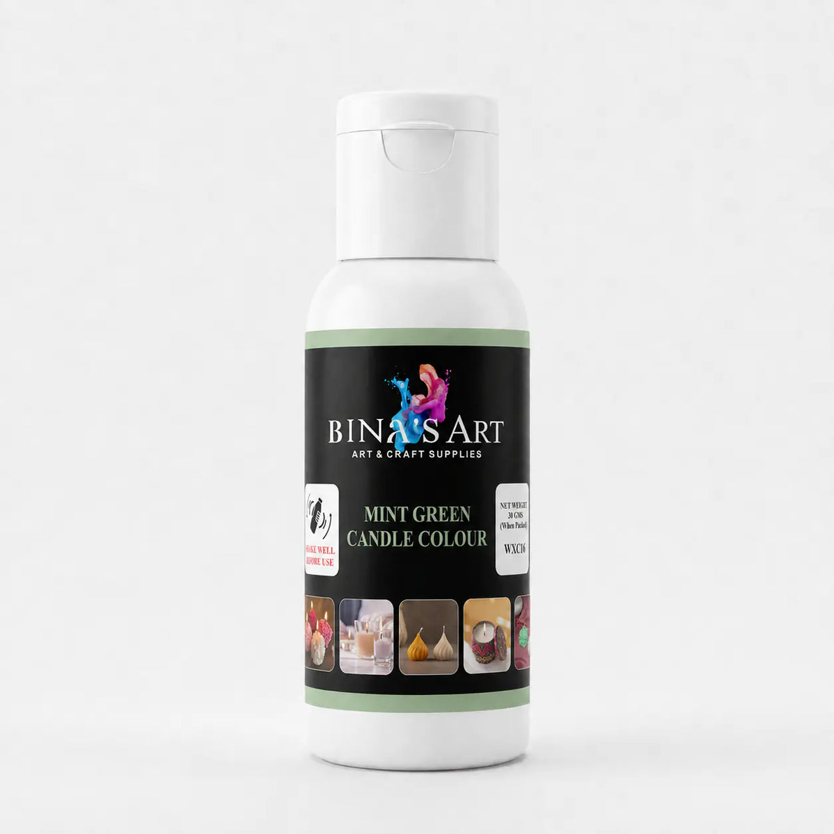 Bina’s Art Mint Green Candle Colour 30 g bottle