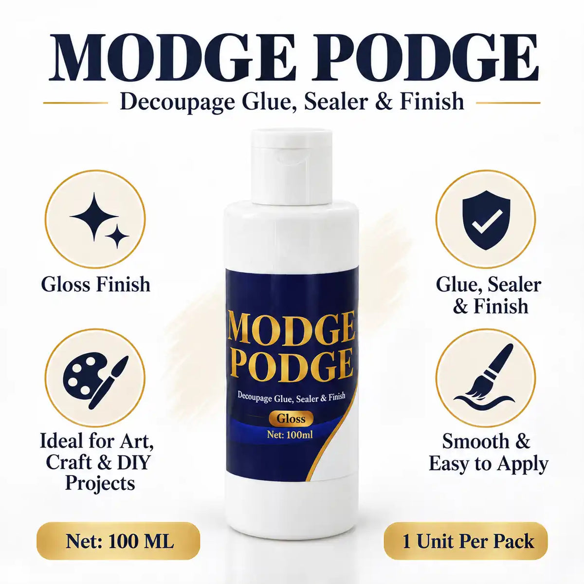 Modge Podge Gloss Decoupage Glue, Sealer & Finish – 100 ml – product details and uses