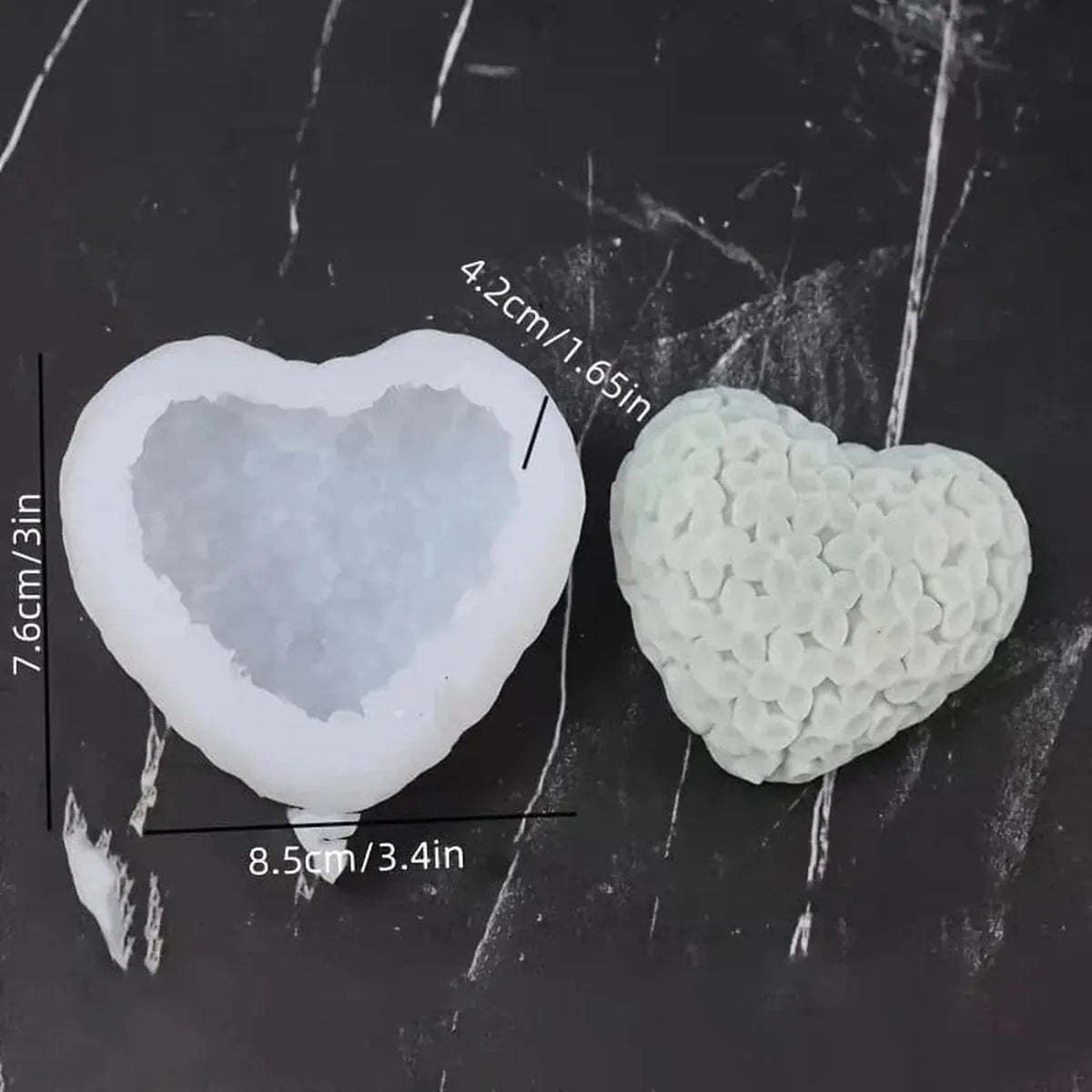 3D Floral Heart Silicone Mould – 8.5 × 7.6 cm