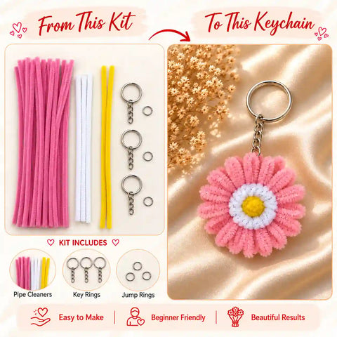 Daisy Flower Keychain DIY Pipe Cleaner Kit