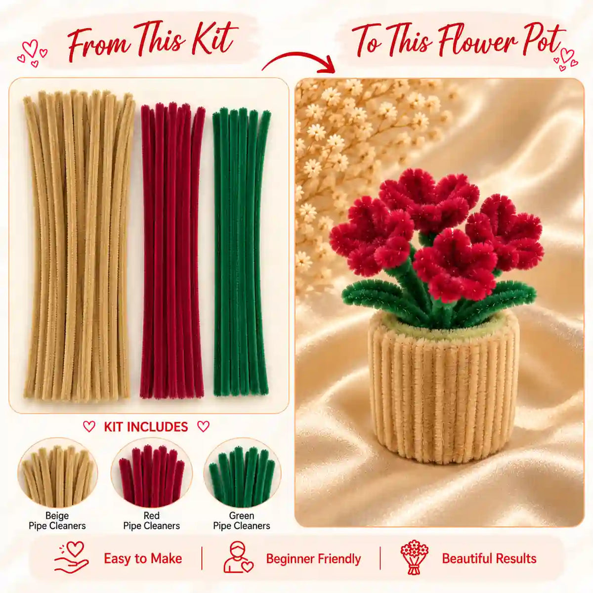 Flower Pot DIY Pipe Cleaner Craft Kit