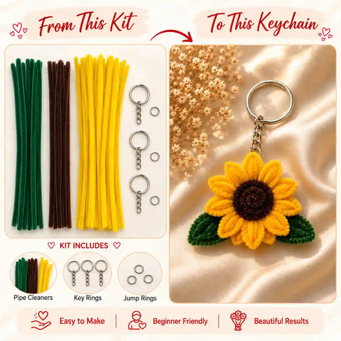 Sunflower Keychain DIY Pipe Cleaner Kit