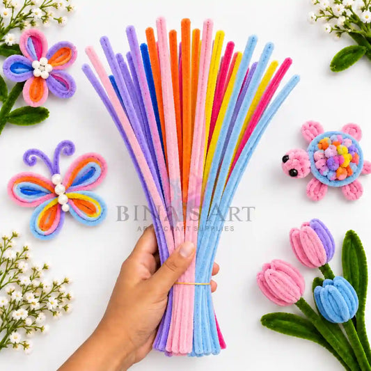 Multicolour premium 8mm pipe cleaners by Bina's Art
