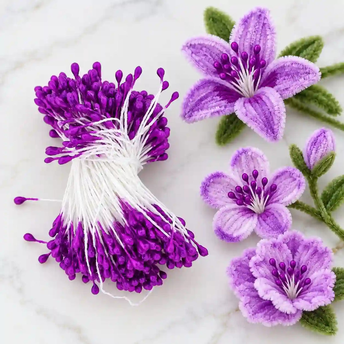 Purple Artificial Flower Pollens / Stamens – 5–6 cm – product view