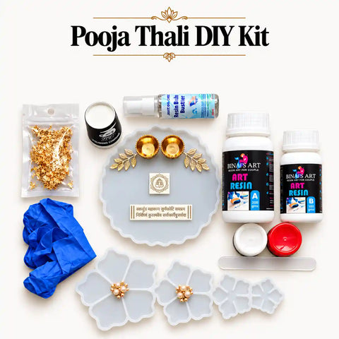 Resin Pooja Thali DIY Kit with Flower Moulds & Finishing Supplies materials
