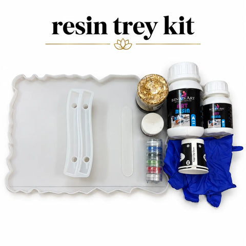 Rectangle Agate Resin Tray DIY Kit with Curved Handle Mould
