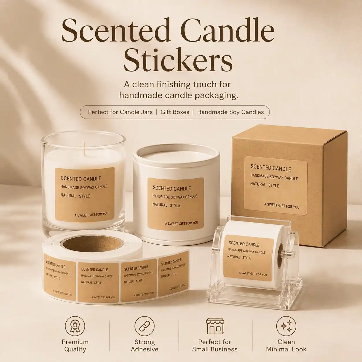 Scented Candle Kraft Label Sticker Roll – Candle Packaging Labels – product image