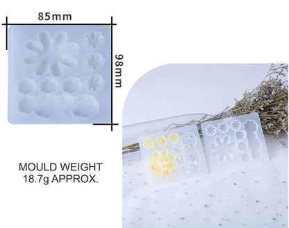 8 Cavity Floral Hair Pin Resin Mould  8.5 × 9.8 cm