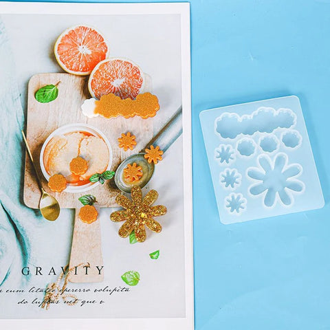 8 Cavity Floral Hair Pin Resin Mould  8.5 × 9.8 cm