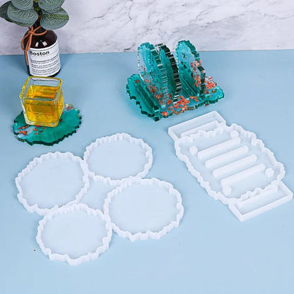 4 Cavity Round Agate Silicone Coaster Mould for Resin Art