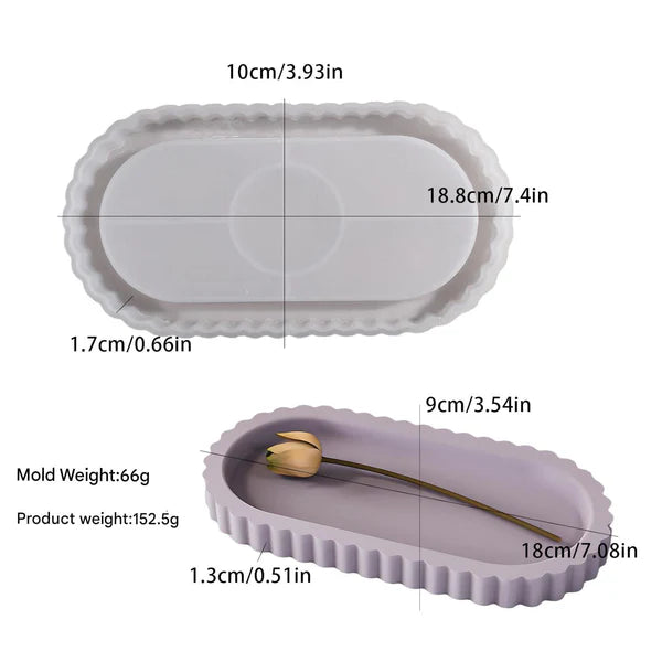 Oval Striped Trinket Tray Mould