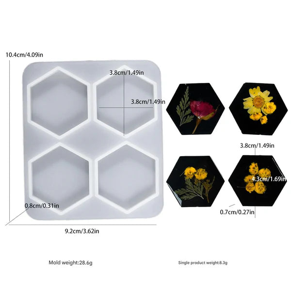 4 Cavity Hexagon Keychain & Pendant Mould