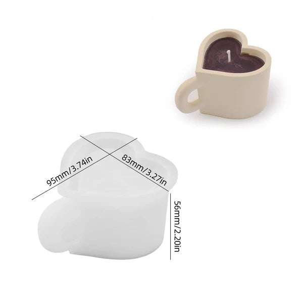 3D Heart Shape Candle Holder Silicone Mould