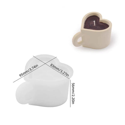 3D Heart Shape Candle Holder Silicone Mould