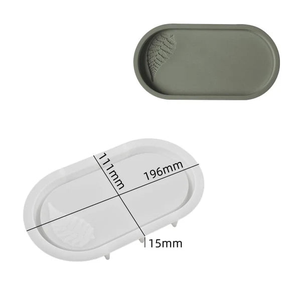Leaf Carved Oval Serving Tray Silicon Mould