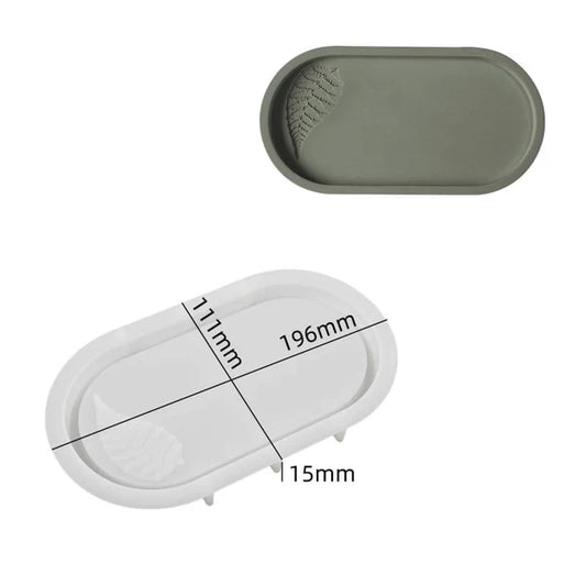 Leaf Carved Oval Serving Tray Silicon Mould