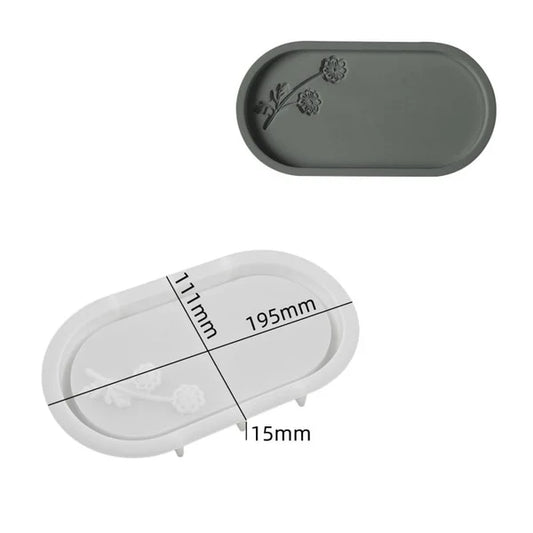 Rose Carved Oval Serving Tray Silicon Mould