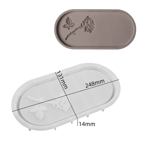 Carved Large Rose Oval Serving Tray Silicon Moulds