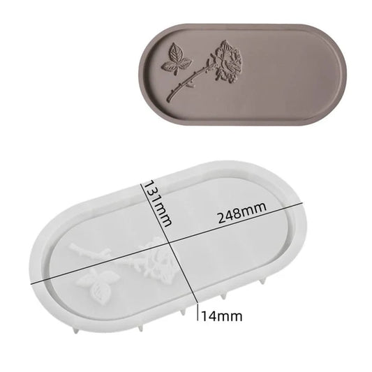 Carved Large Rose Oval Serving Tray Silicon Moulds