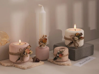 Ribbed Round Candle Holder Silicone Mould