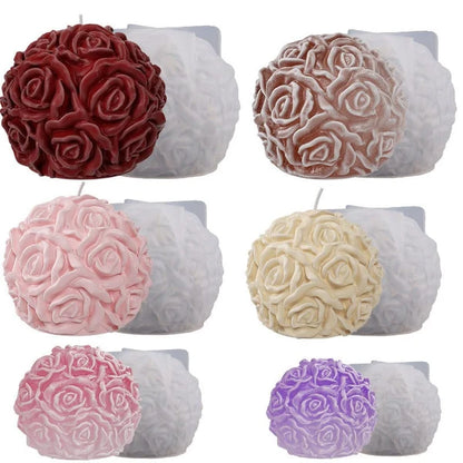 3D Silicone Mould Rose Ball Candle
