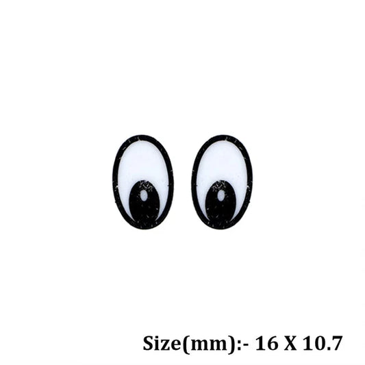 16 x 10.7mm Oval Eyes Flat Base (Black)
