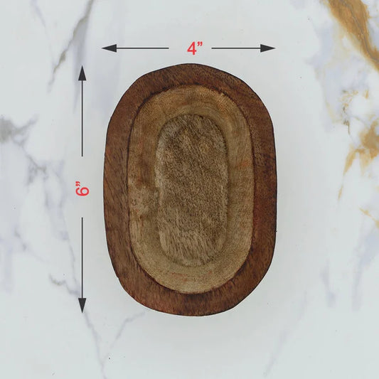 Wooden Candle Oval Boat Bowl