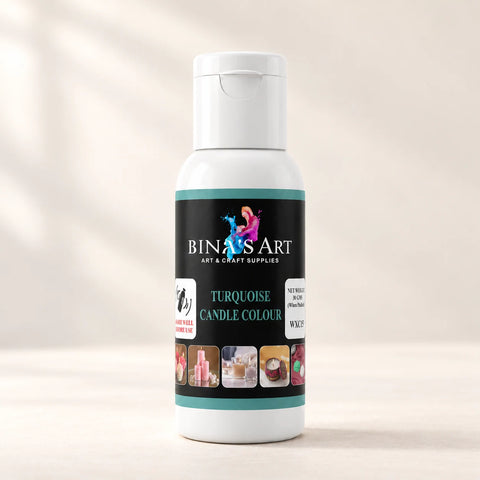 Turquoise Candle Colour bottle showing the original product label
