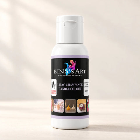 Lilac Champagne Candle Colour bottle showing the original product label