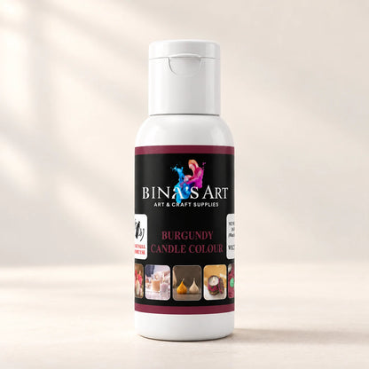 Burgundy Candle Colour bottle showing the original product label